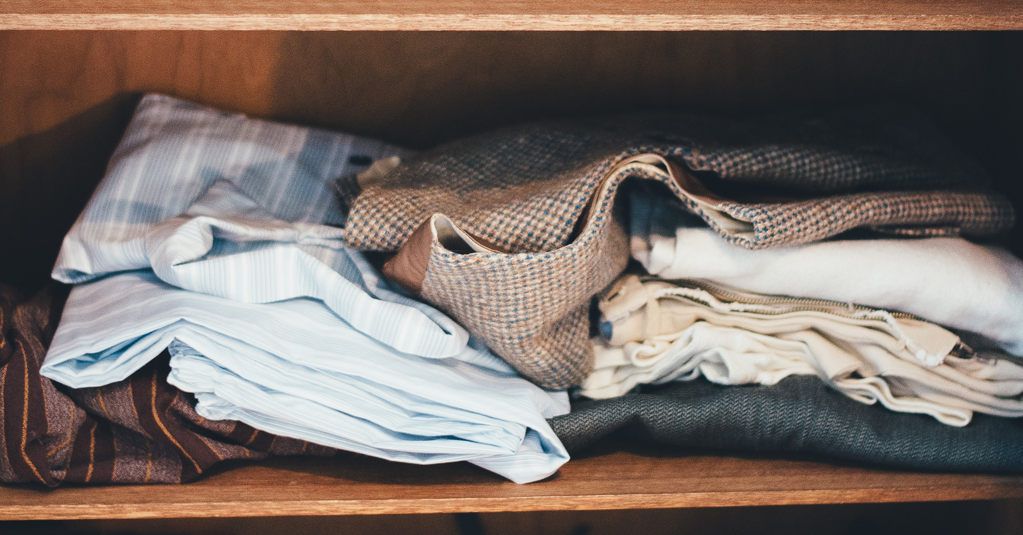 clothes on a shelf